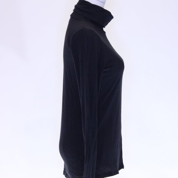 Majestic Filatures Cashmere Cotton Turtleneck in Black, Size 2 - Picture 3 of 8